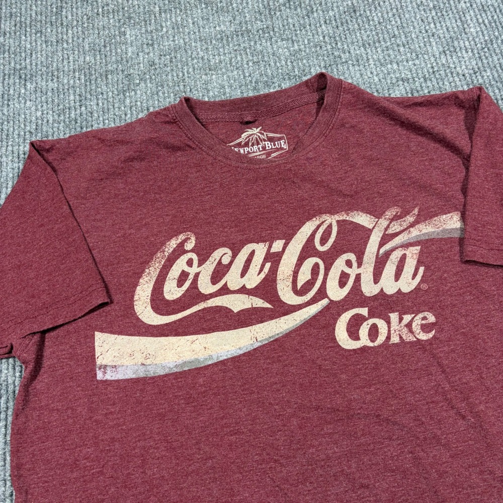 Newport Blue Shirt Mens L Coca-Cola Graphic Maroon Short Sleeve Coke Tee